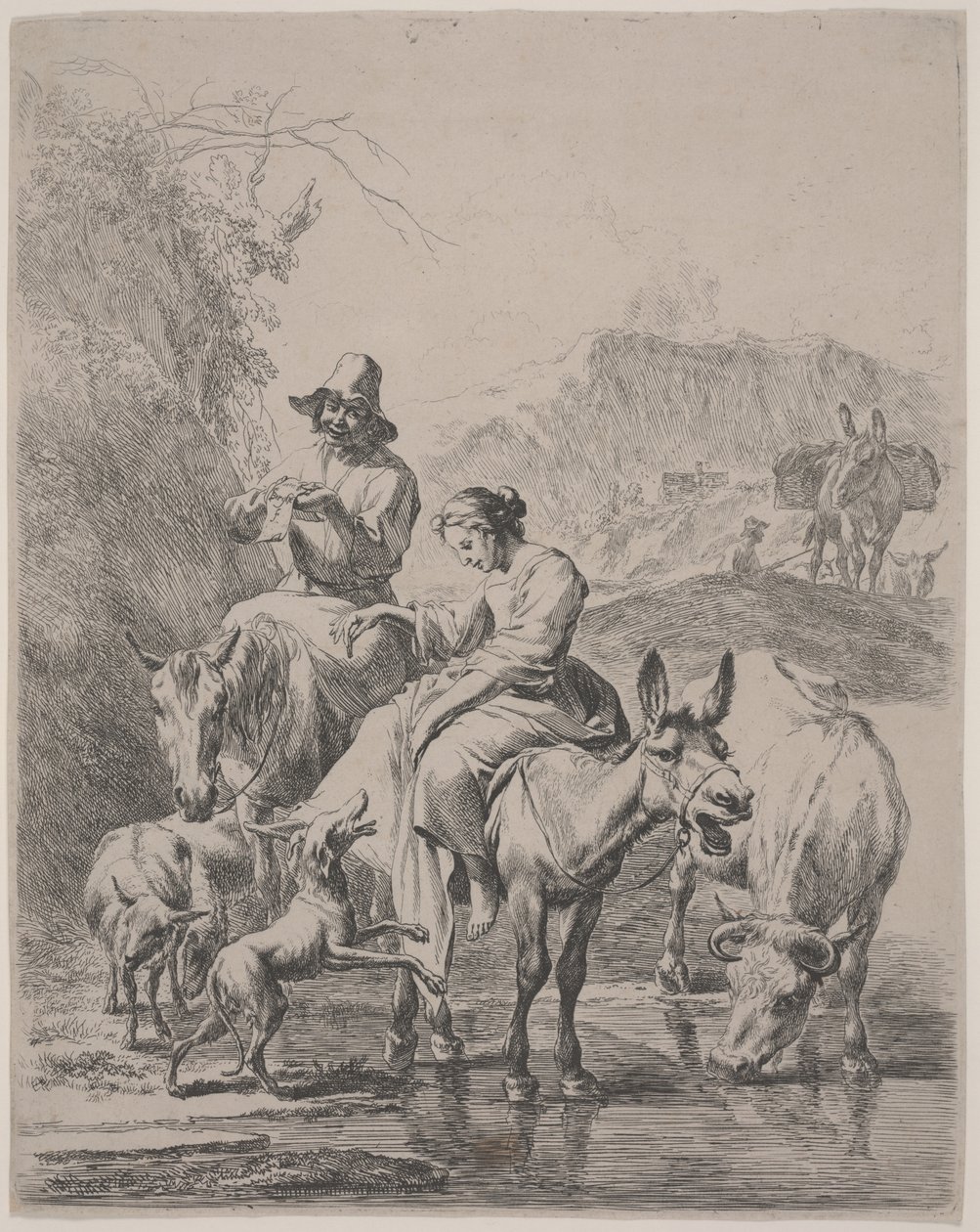 渡河（Le Ruisseau Traverse） 作者 尼古拉斯·彼得斯（Nicolaes Pietersz）。 Berchem