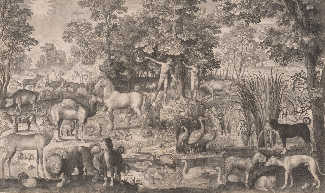 亚当和夏娃在天堂，1631.，1631.。 作者 尼古拉斯·德·布鲁因