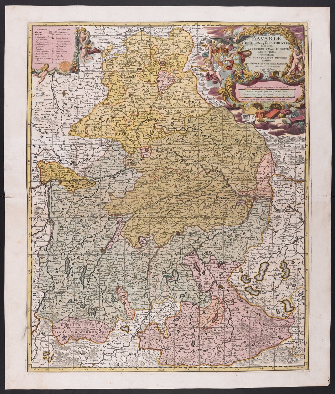 巴伐利亚地图，制图师 Nicolaes Visscher 绘制，约 1730 年、 作者 老尼古拉斯（后）维斯彻
