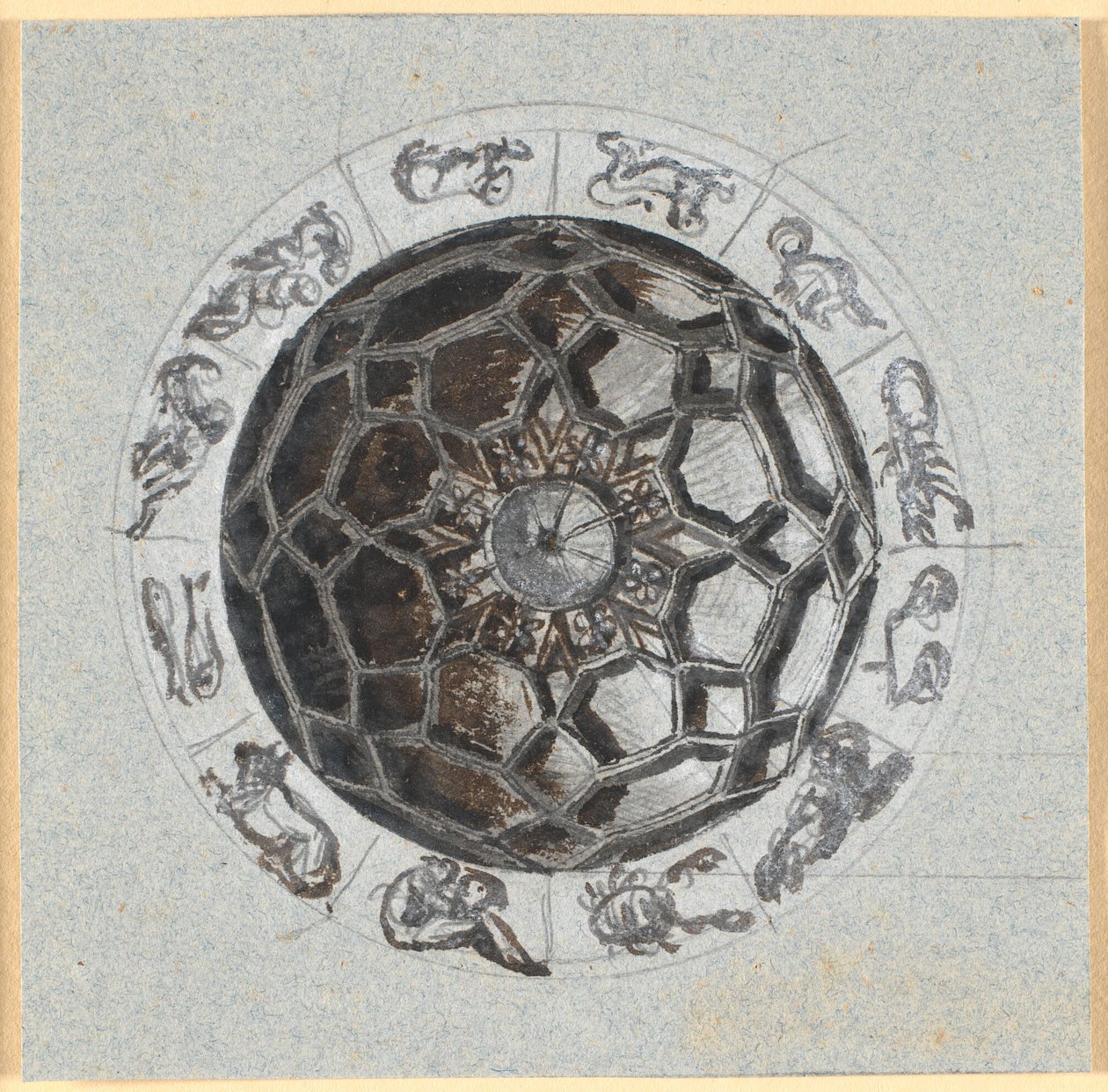 穹顶几何装饰草案；在转圆标志之外 作者 尼古拉·亚伯拉罕·阿比尔德加德