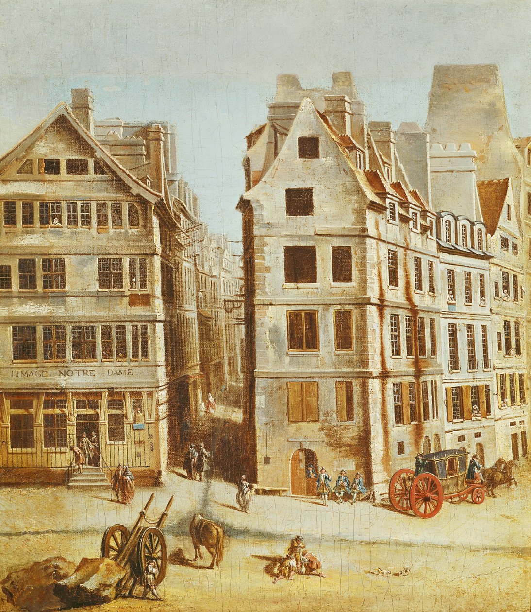 The Cabaret拥有圣母像，位于1751年Rue de la Mortellerie开幕式的格雷夫广场 作者 尼古拉斯·拉格内（Nicolas Raguenet）