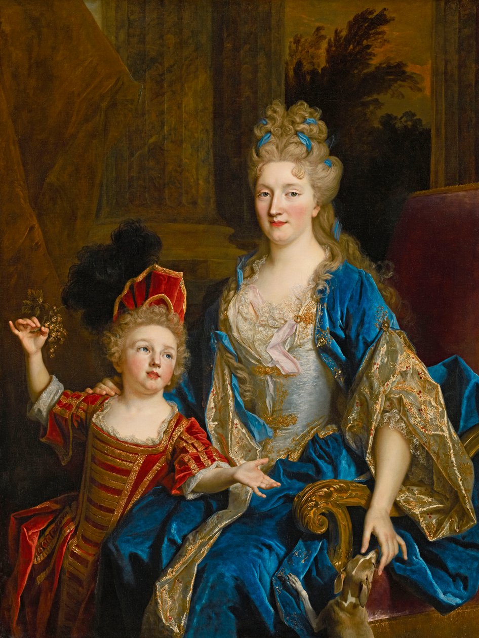 Catherine Coustard，Castelnau的侯爵夫人，与她的儿子Leonor，c.1699的肖像 作者 尼古拉斯·德·拉吉利埃