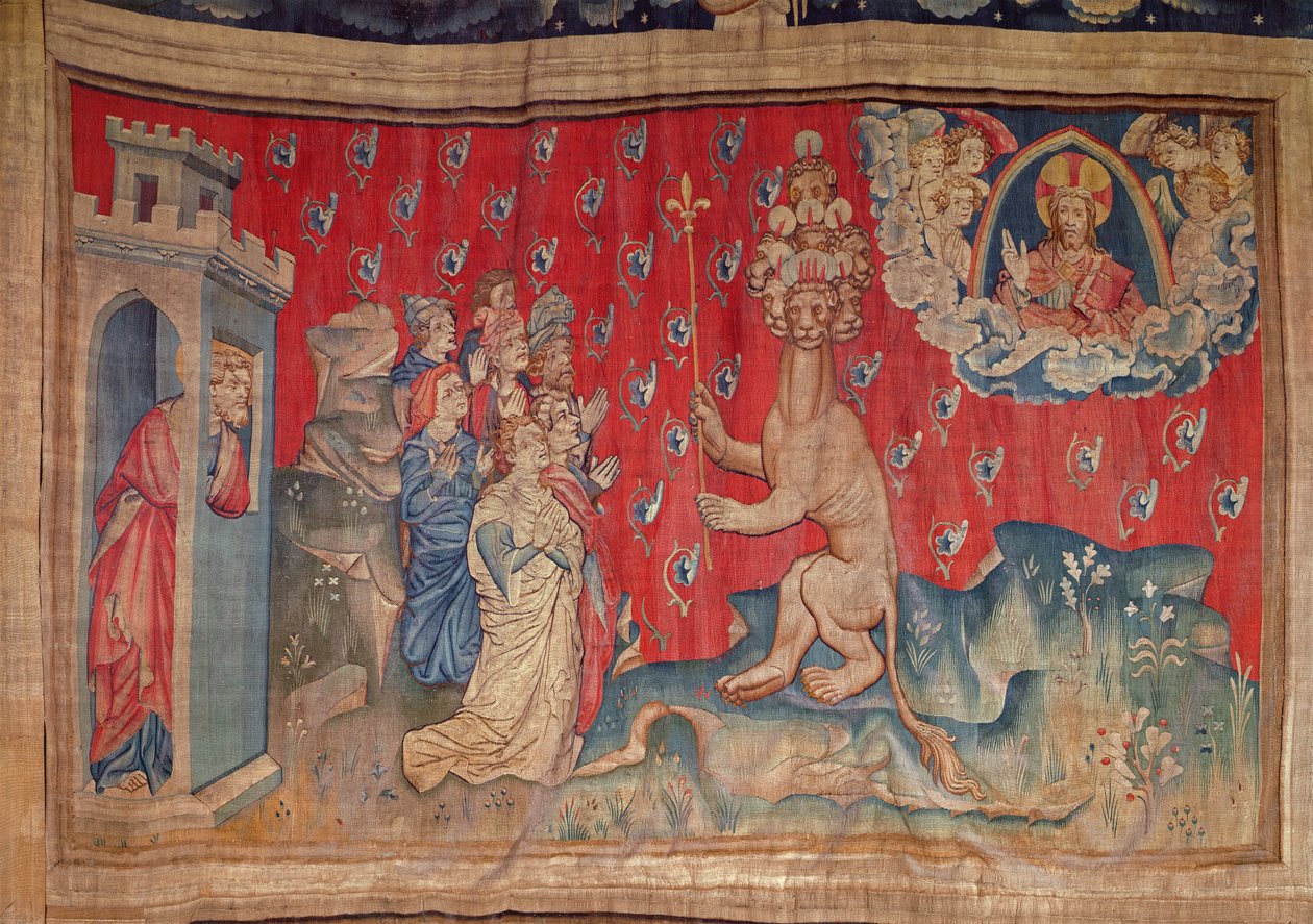 野兽的崇拜，来自昂热的启示录，1373-87（挂毯） 作者 尼古拉斯·巴塔耶（Nicolas Bataille）