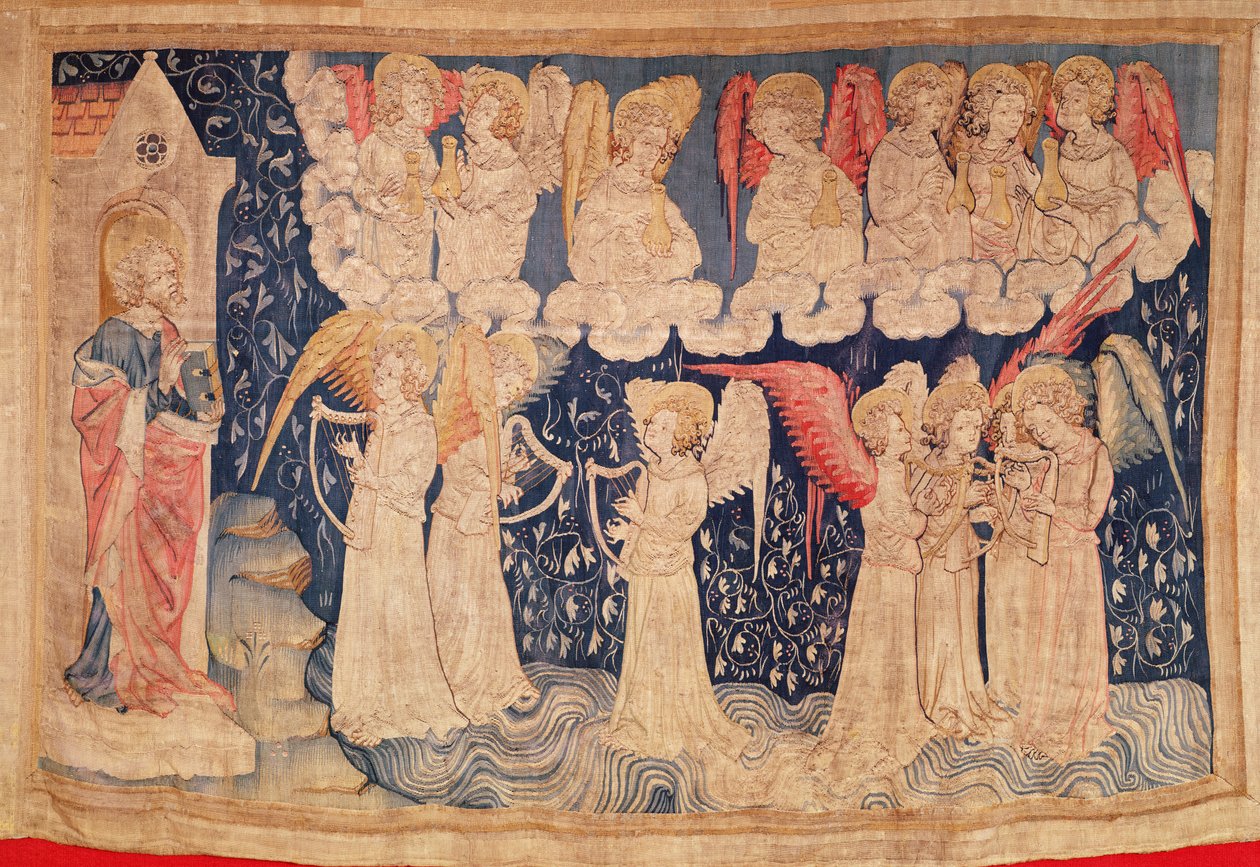 七个天使携带七个烧瓶，来自昂热的启示录，1373-87（挂毯） 作者 尼古拉斯·巴塔耶（Nicolas Bataille）