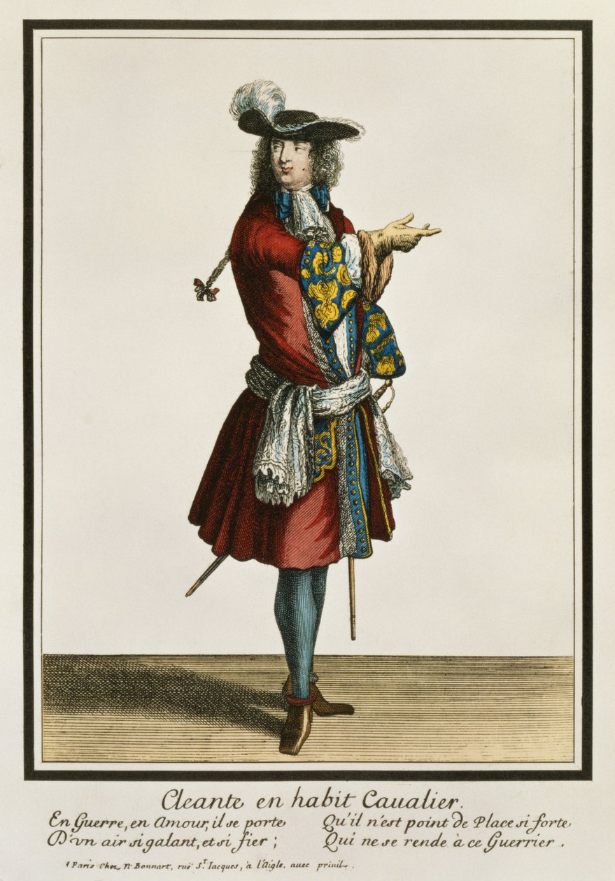 Cleante身着骑士，时尚板块，c.1695 作者 尼古拉斯·波纳特（Nicolas Bonnart）