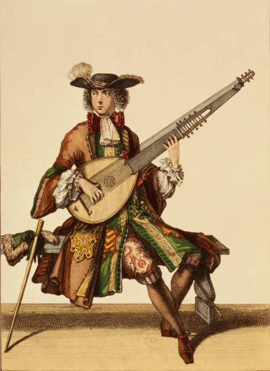 演奏当归的绅士，时尚板材，c.1695 作者 尼古拉斯·波纳特（Nicolas Bonnart）