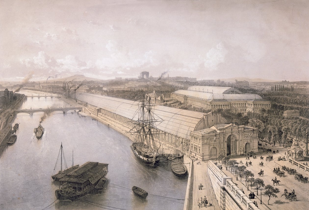 1855年巴黎展览中为Palais de l&39;Industrie建造的全景 作者 尼古拉斯·玛丽·约瑟夫·查普伊