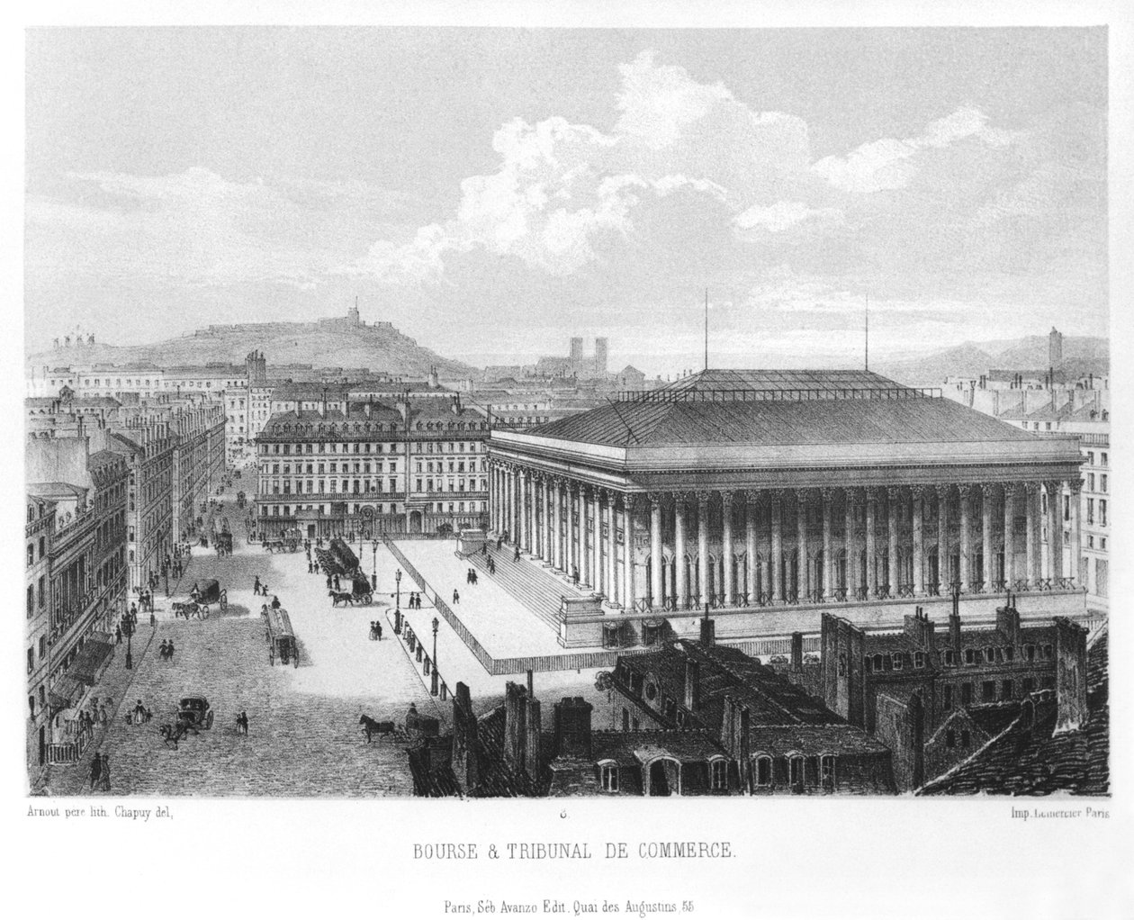 巴黎交易所和商业法院，由Jean Baptiste Arnout（b.1788）c.1840刻 作者 尼古拉斯·玛丽·约瑟夫·查普伊