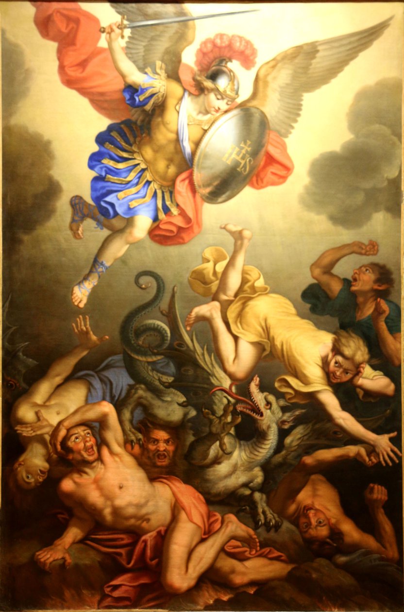 圣迈克尔粉碎叛逆的天使 作者 尼古拉斯·米尼亚德（Nicolas Mignard）