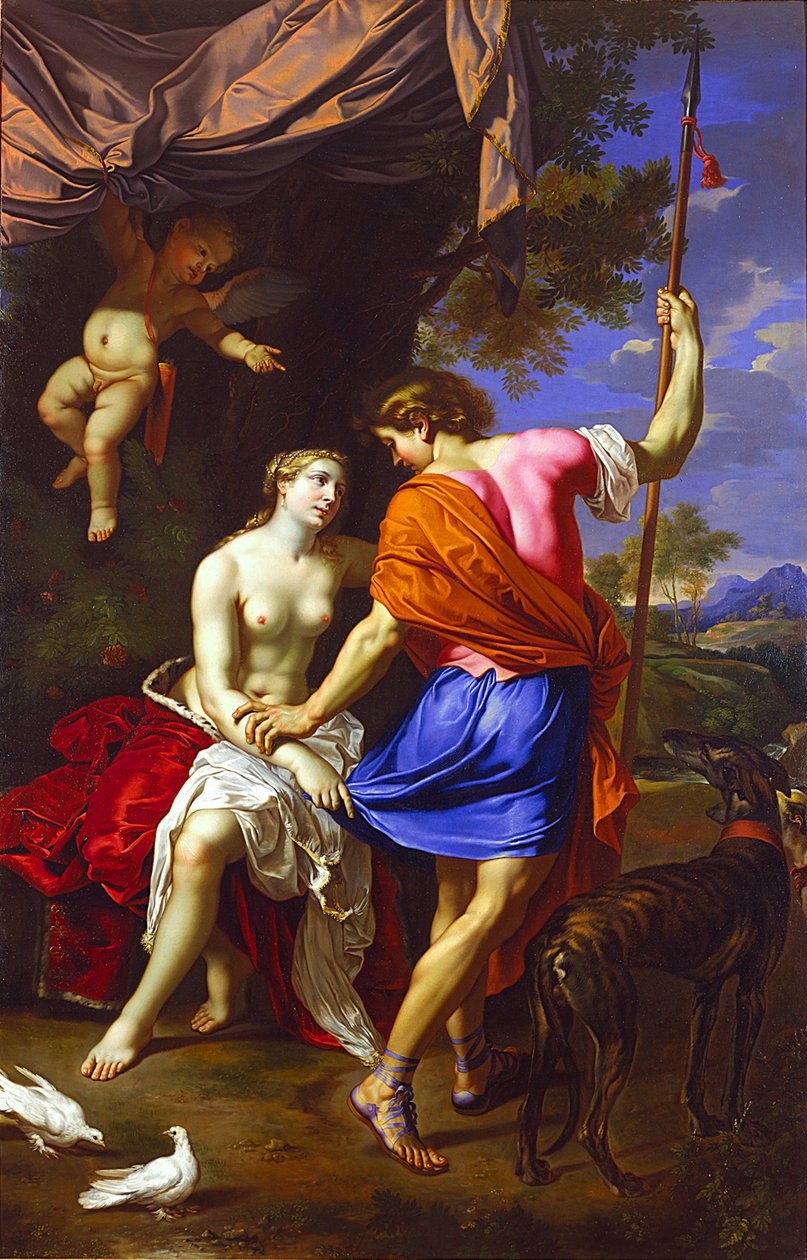 维纳斯和阿多尼斯 作者 尼古拉斯·米尼亚德（Nicolas Mignard）