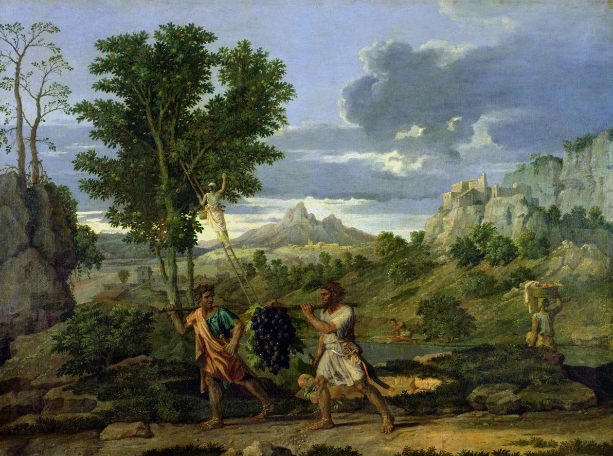 秋天，或从应许之地采取的葡萄串，1660-64 作者 尼古拉斯·普桑（Nicolas Poussin）