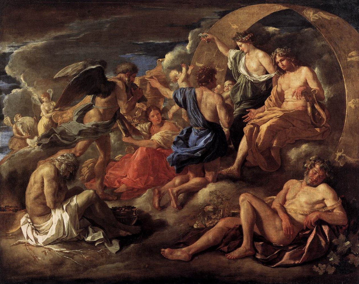 Helios和Phaeton与土星和四季 作者 尼古拉斯·普桑（Nicolas Poussin）