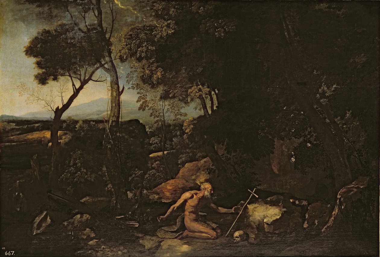 景观与圣杰罗姆 作者 尼古拉斯·普桑（Nicolas Poussin）
