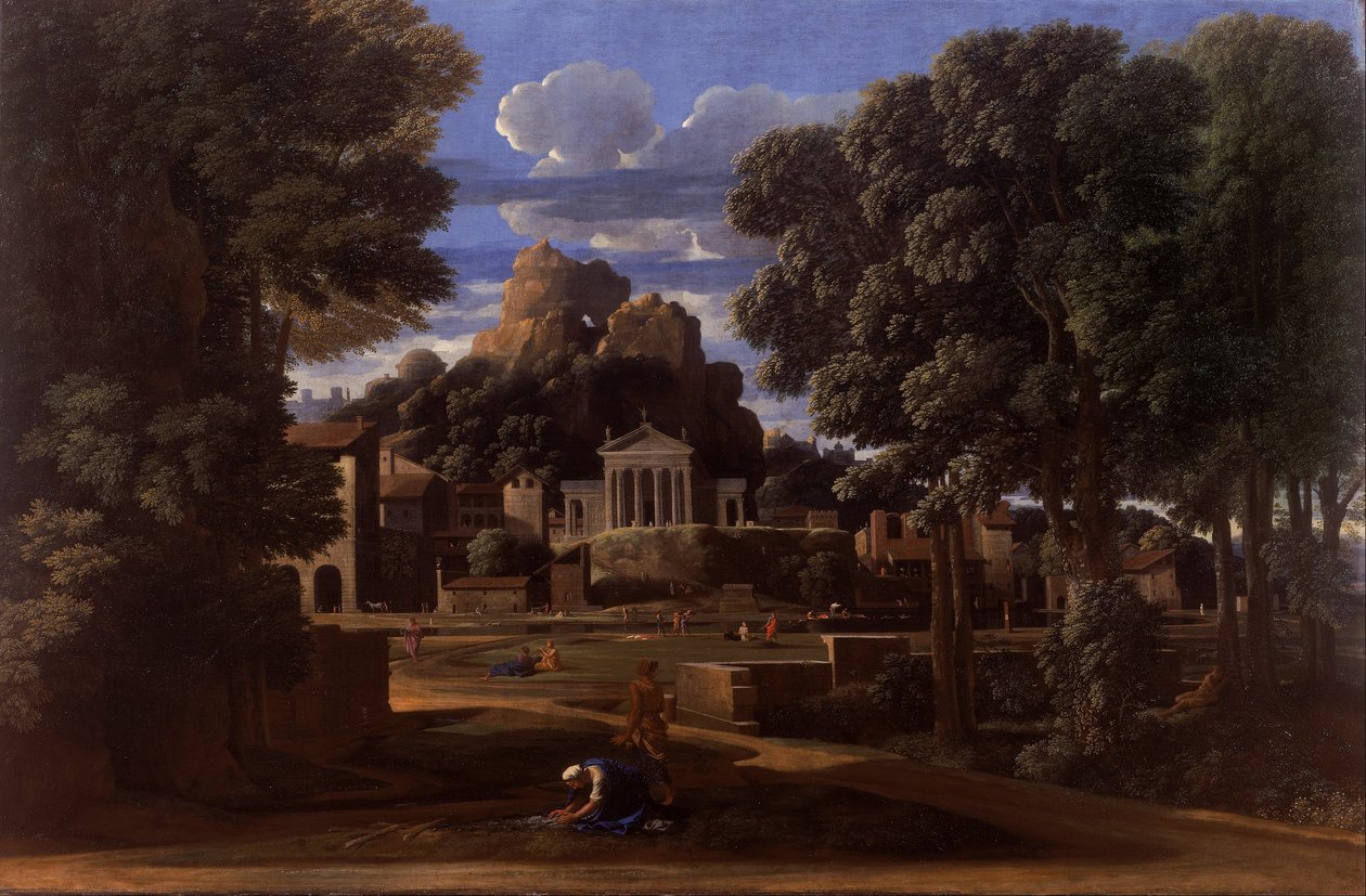 景观与Phocion的灰烬 作者 尼古拉斯·普桑（Nicolas Poussin）