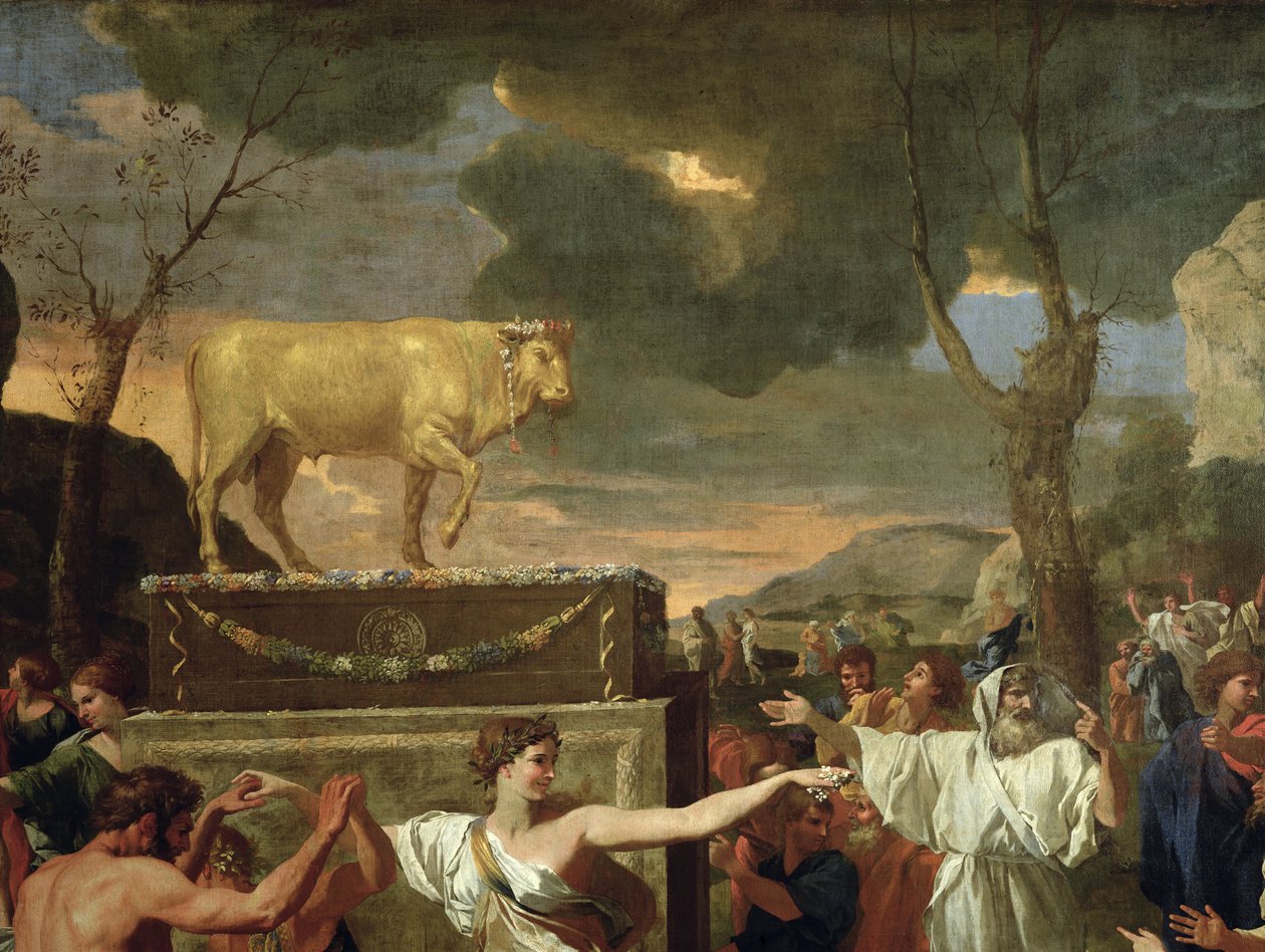 金牛犊的崇拜，1634年之前油画3738的细节 作者 尼古拉斯·普桑（Nicolas Poussin）
