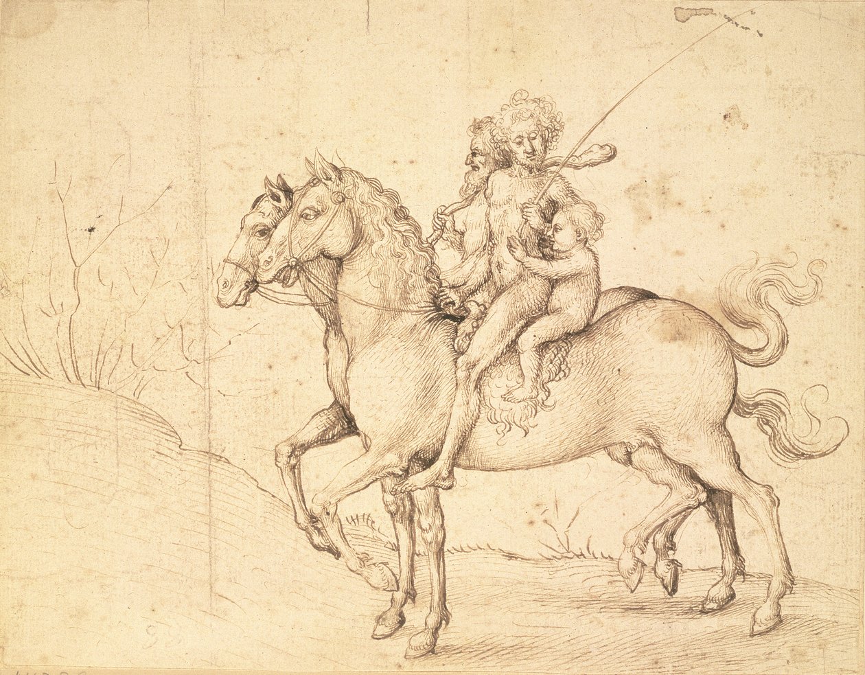 1640年代早期的罗马坎帕尼亚（刷上棕色洗黑色粉笔） 作者 尼古拉斯·普桑（Nicolas Poussin）