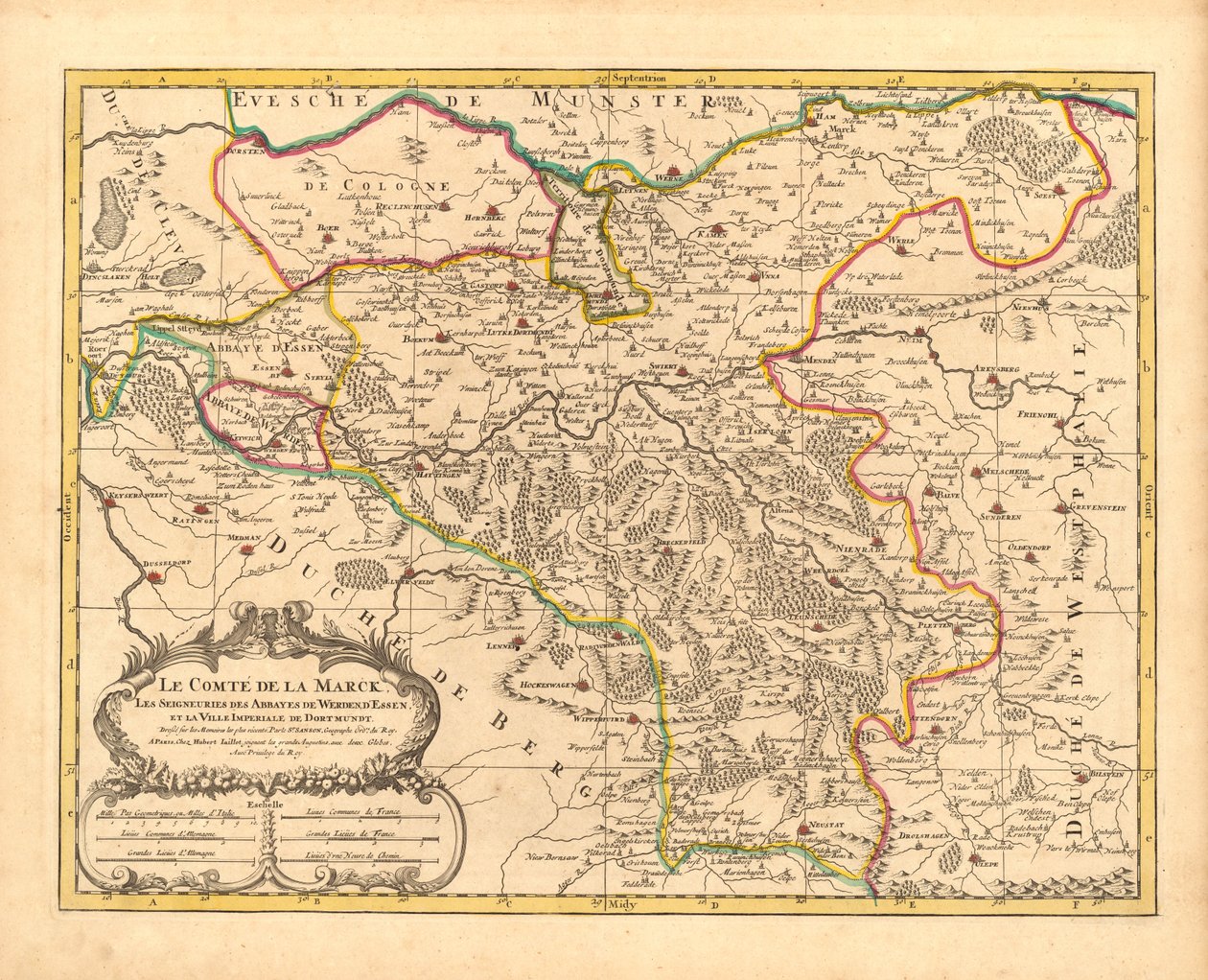 县马克地图，y，1681 作者 尼古拉斯·桑森（Nicolas Sanson）