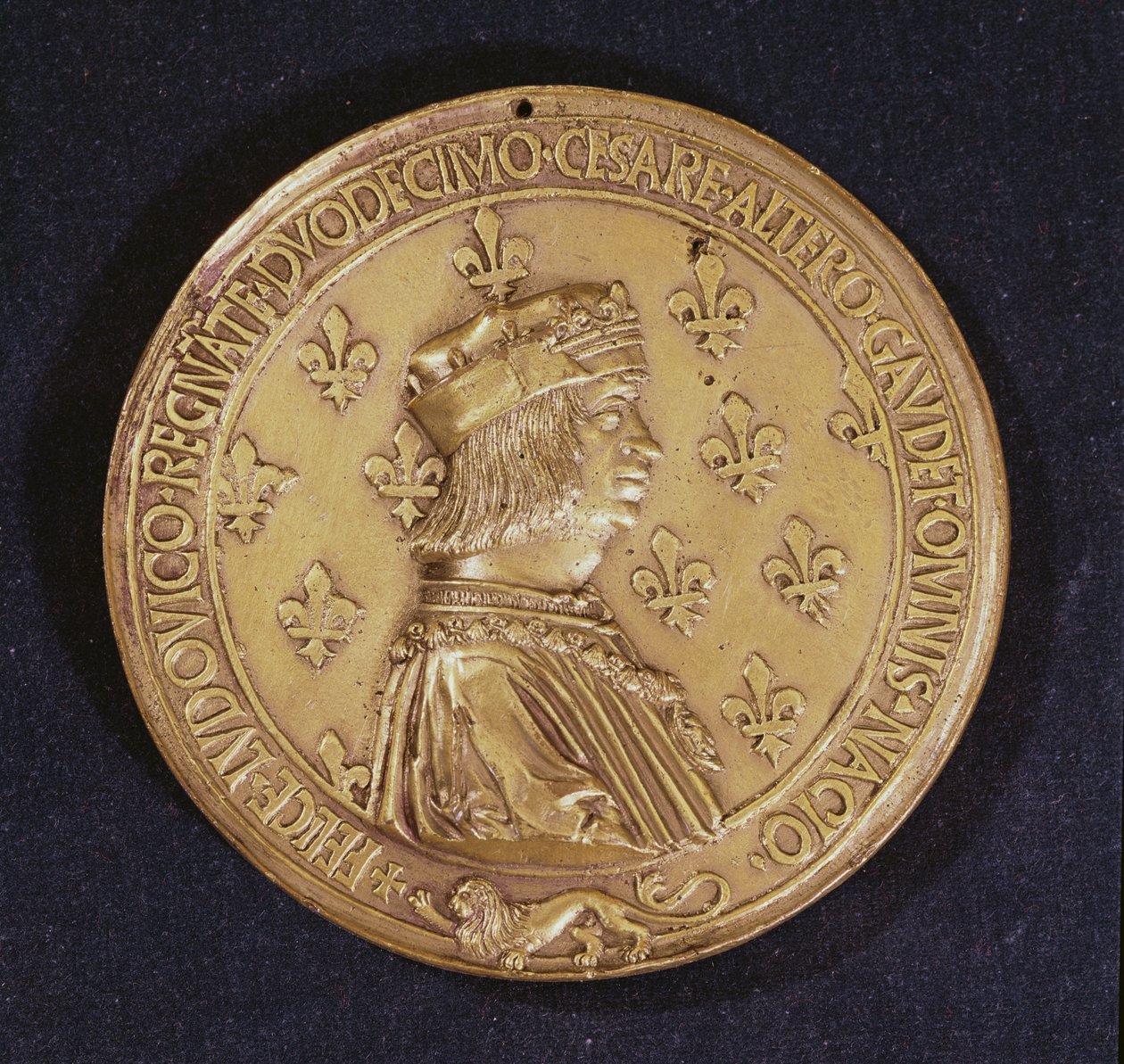 奖章描绘路易十二1462-1515 1498-1515铜牌 作者 尼古拉斯（Nicolas）和圣牧师（Saint Priest），约翰·勒克莱尔（Jehan de Le Clerc）
