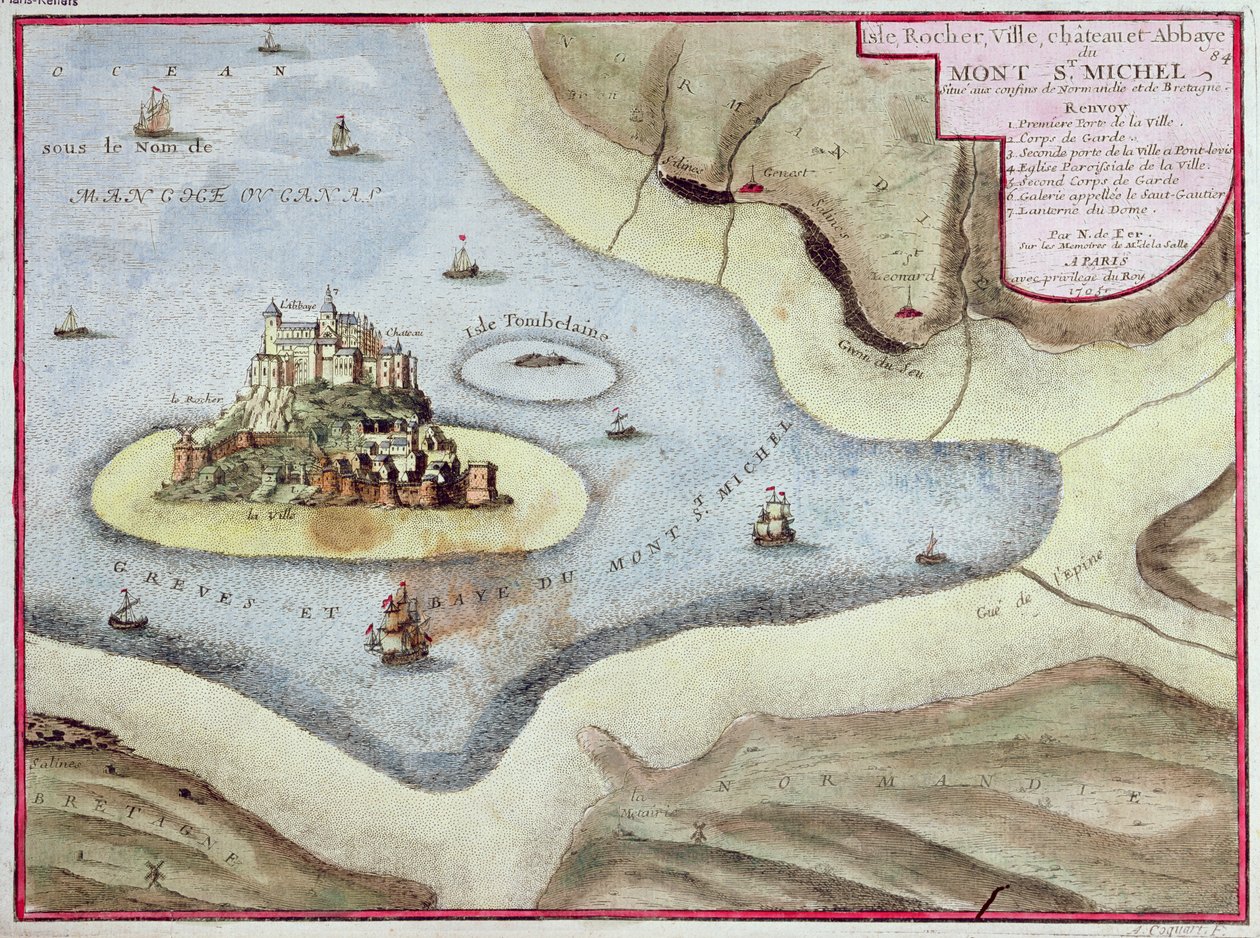 1703年圣米歇尔山的城镇，城堡和修道院 作者 尼古拉斯·德·费
