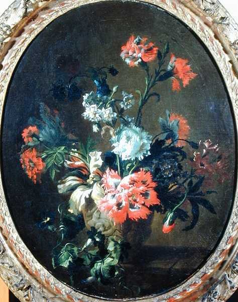 石瓶里的花（布面油画） 作者 Nicolas (attr.to) Baudesson