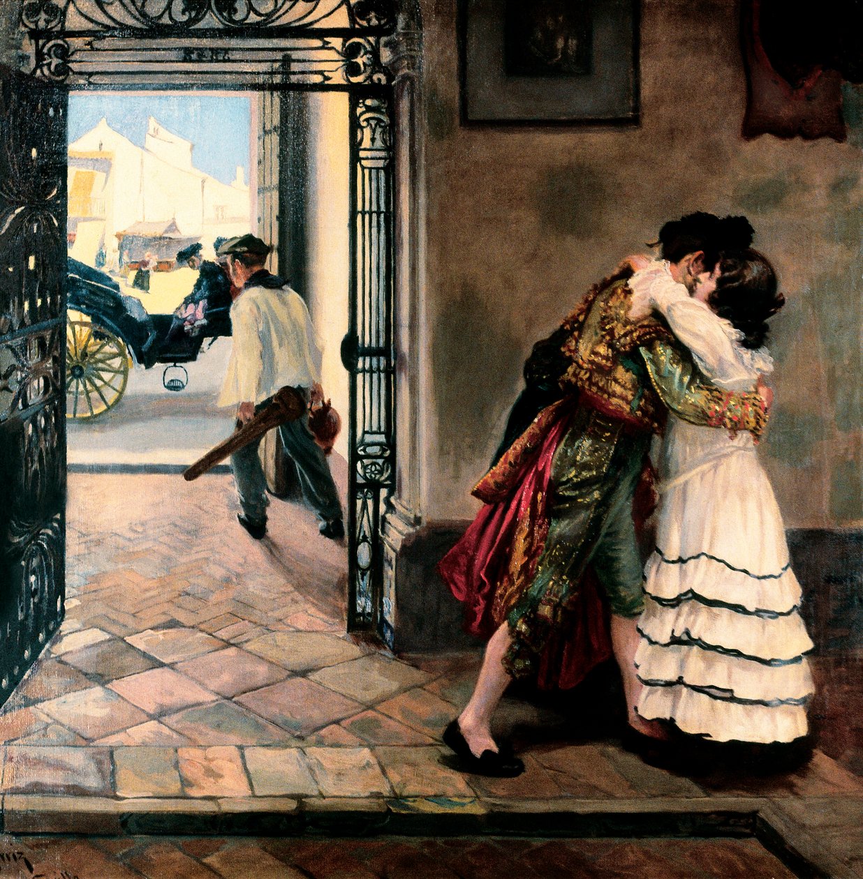 斗牛士的告别。 Nicolas Alperiz (1865-1928) 的画作，19 世纪末和 20 世纪初。 布面油画。 私人收藏。 作者 尼古拉斯·阿尔佩里兹（Nicolas Alperiz）