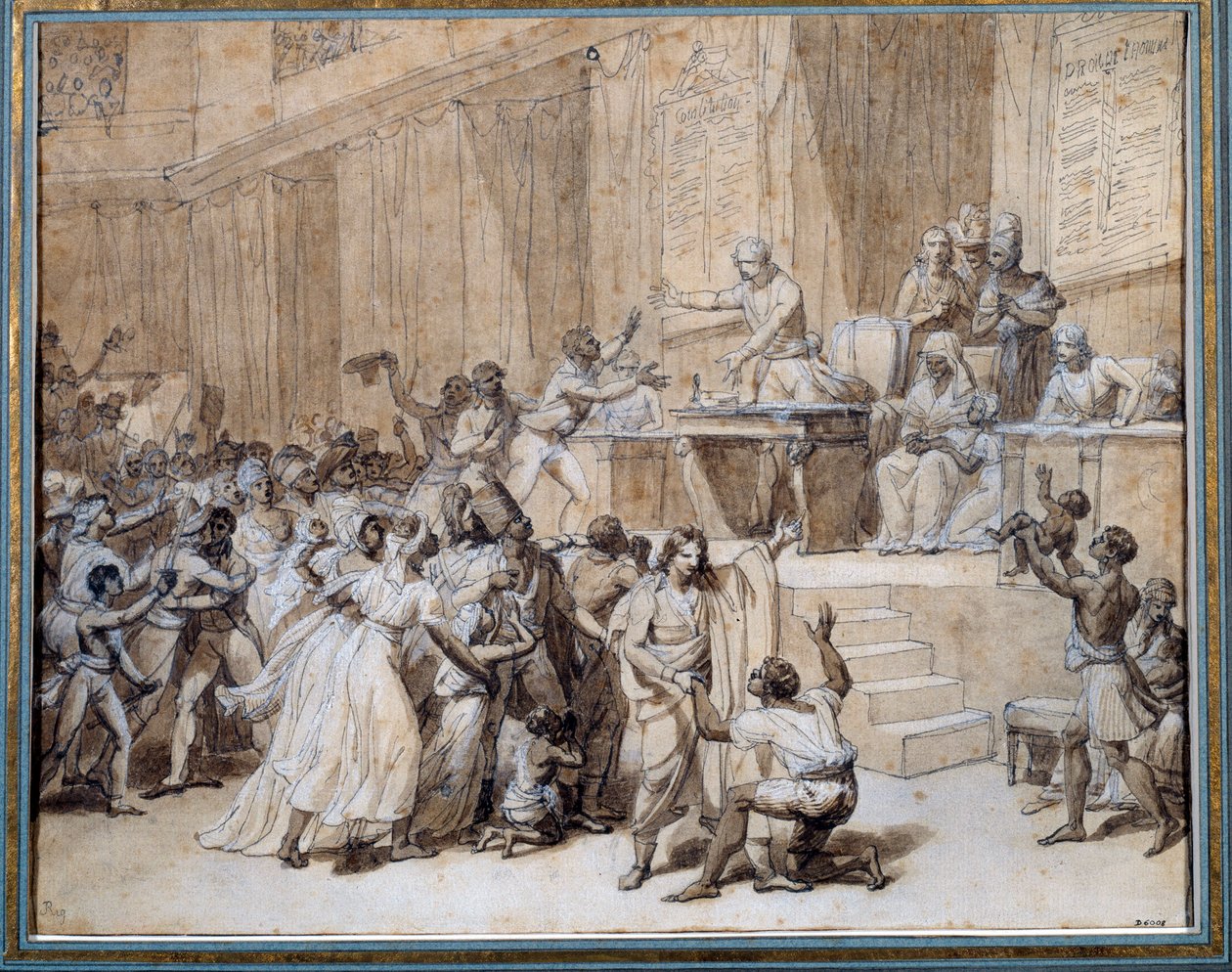 French Revolution: the National Convention decrees the abolition of slavery in the colonies on 4/02/1794 (16 Pluviose An II) in Paris. Ink drawing by Nicolas Andre Monsiau (1754-1837) Sun. 0,26x0,33 m Paris, Musee Carnavalet 作者 尼古拉斯·安德烈·蒙西奥