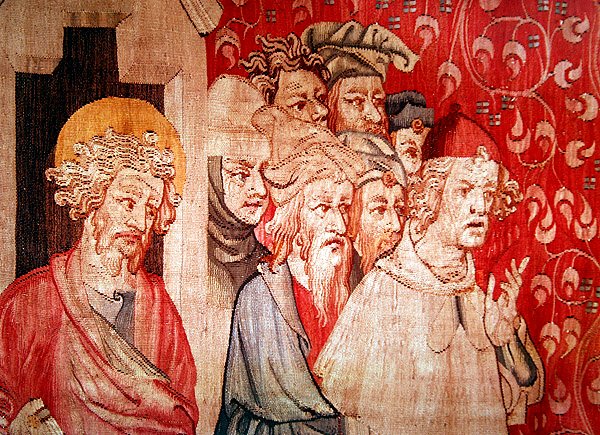 从“天使的启示录”，1373-87听天使预测他们的酷刑的男人的细节 作者 尼古拉斯·巴塔耶（Nicolas Bataille）