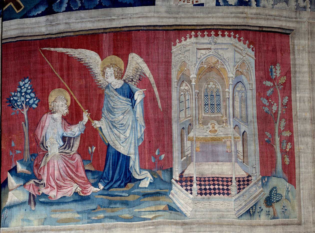 Hanging of Revelation (1373 -1383), n. 27: Saint John and the Angel. Tapestry by Nicolas Bataille (1330-1405) 作者 尼古拉斯·巴塔耶（Nicolas Bataille）