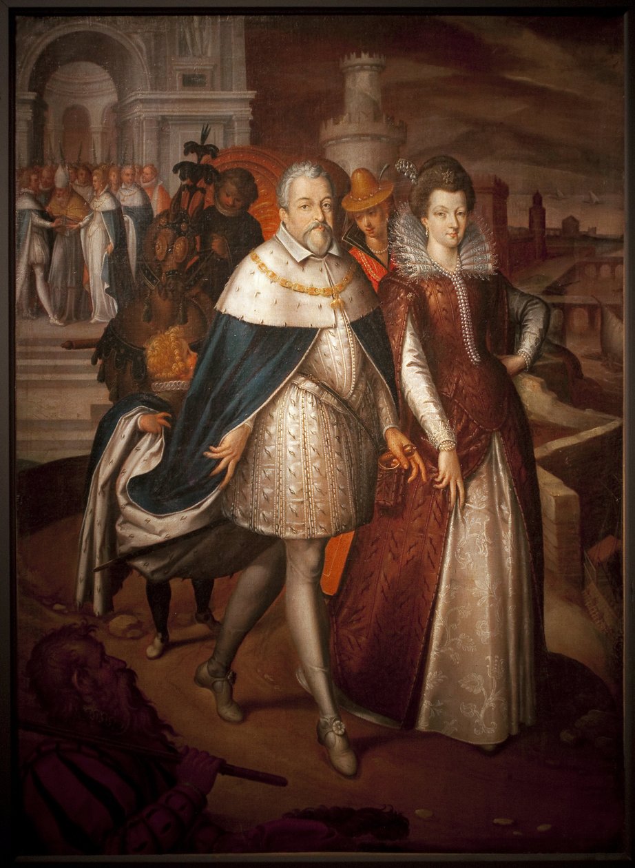 托斯卡纳大公弗朗索瓦一世 (1541-1587) 和他的女儿玛丽·德·美第奇斯 (1575-1642)，未来的法国女王的肖像。 公爵拥有金羊毛勋章的项链。 Nicolas Bollery 作画（卒于 1630 年），布面油画 作者 尼古拉斯·鲍勒瑞（Nicolas Baullery）