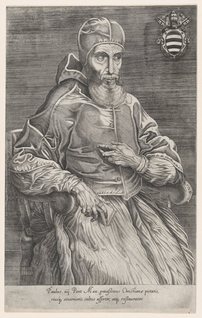教皇保卢斯四世的画像，1530-66年。 作者 尼古拉斯·贝阿特丽泽