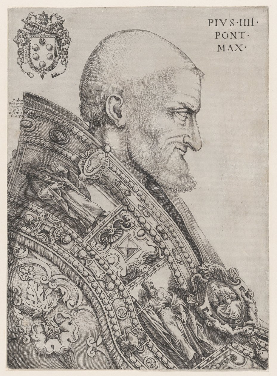Portrait of Pope Pius IV, mid-16th century., mid-16th century. 作者 尼古拉斯·贝阿特丽泽