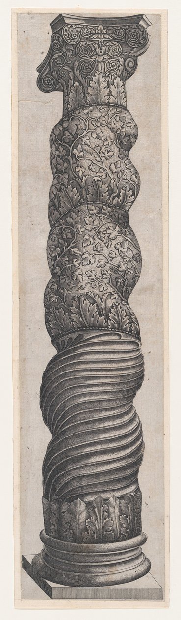 Speculum Romanae Magnificentiae：圣彼得教堂的怪异缠绕柱，16世纪，16世纪。 作者 尼古拉斯·贝阿特丽泽