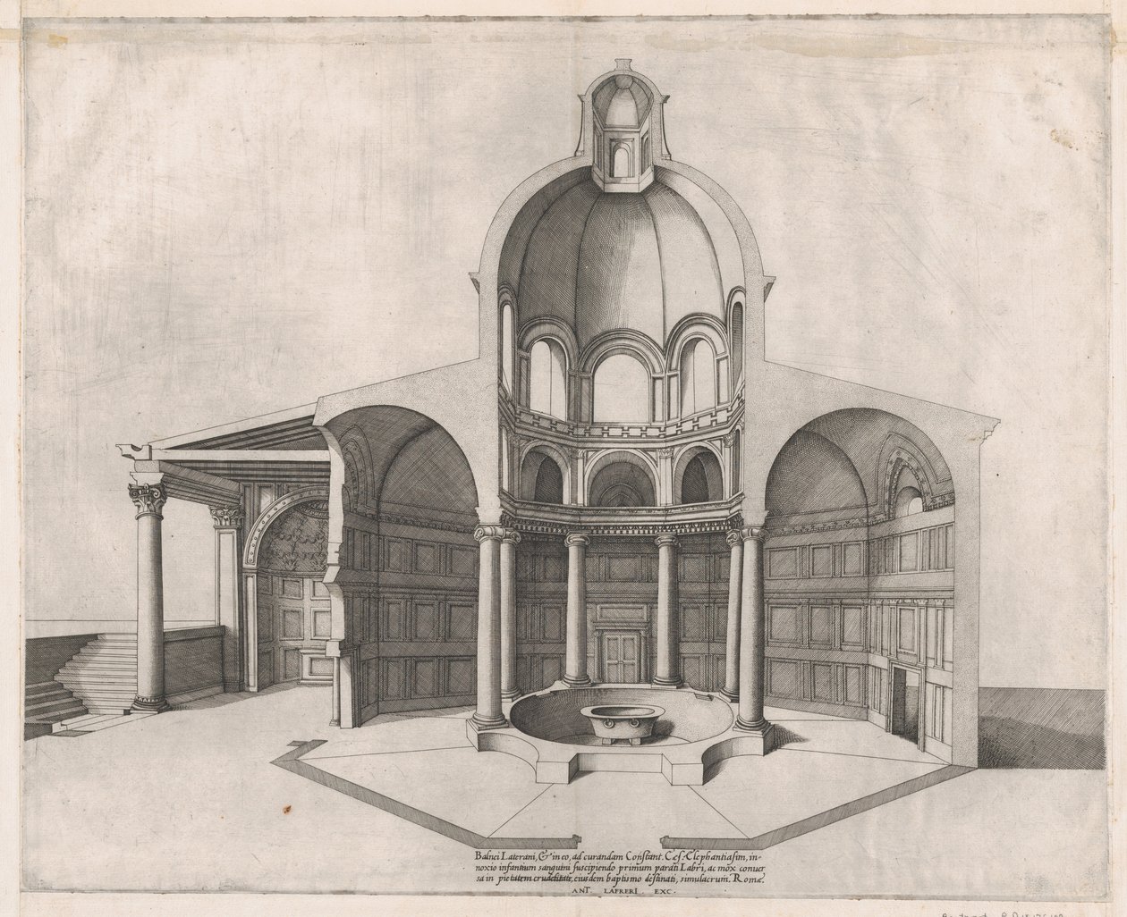 Speculum Romanae Magnificentiae：拉特兰教堂的内部，16世纪。 作者 尼古拉斯·贝阿特丽泽