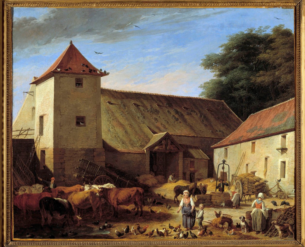 尼古拉斯·莱皮西 (Nicolas Lepicie) (1735-1784) 的农场法院绘画 1784 年 0,64x0,77 m 巴黎卢浮宫博物馆 作者 尼古拉斯·伯纳德·莱皮西