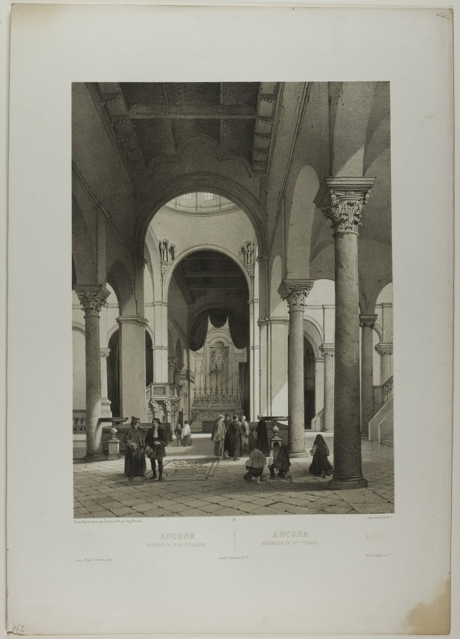 安科纳：圣西里亚库斯教堂内部，图版 38，选自 Italie Monumentale et Pittoresque 作者 尼古拉斯·查普伊