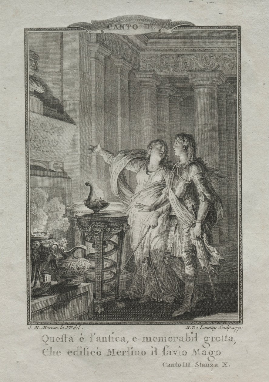 在魔术师梅林的石窟里，1771年。 作者 尼古拉斯·德劳内