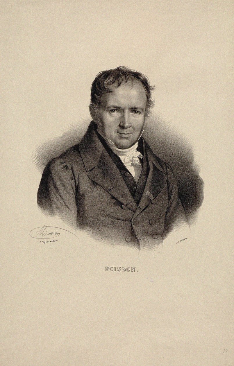 西蒙-德尼-普瓦松的肖像，1781-1840。 作者 尼古拉斯·尤斯塔什·莫林