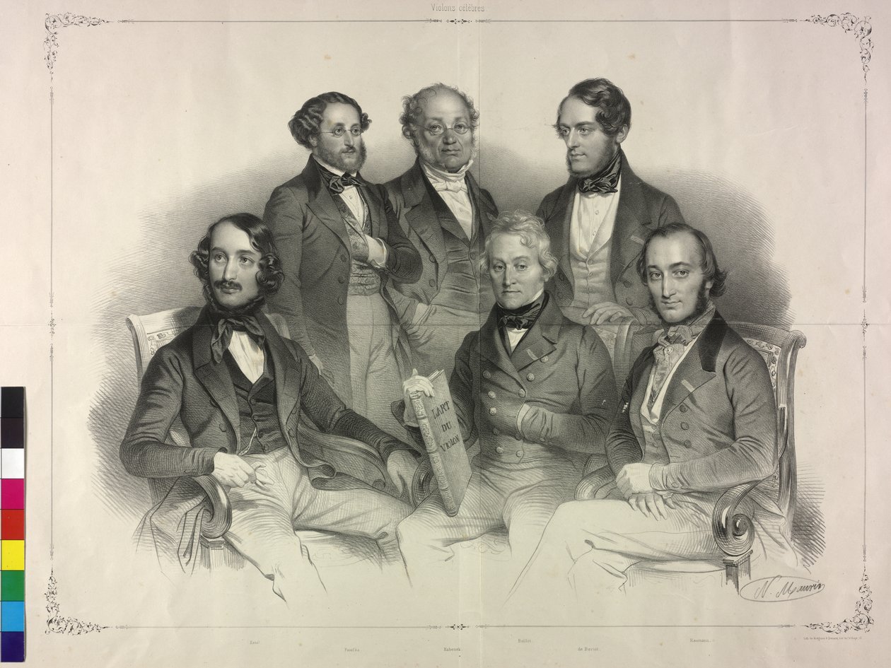 亨利-威廉-恩斯特（Henry Wilhelm Ernst）著名小提琴家的图片（石版画 作者 尼古拉斯·尤斯塔什·莫林