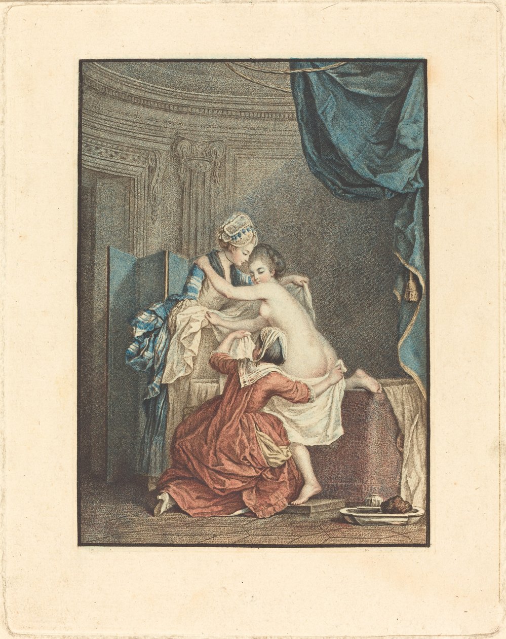 Le bain (The Bath) 作者 皮埃尔·安托万·博杜安之后的尼古拉斯·弗朗索瓦·雷格诺