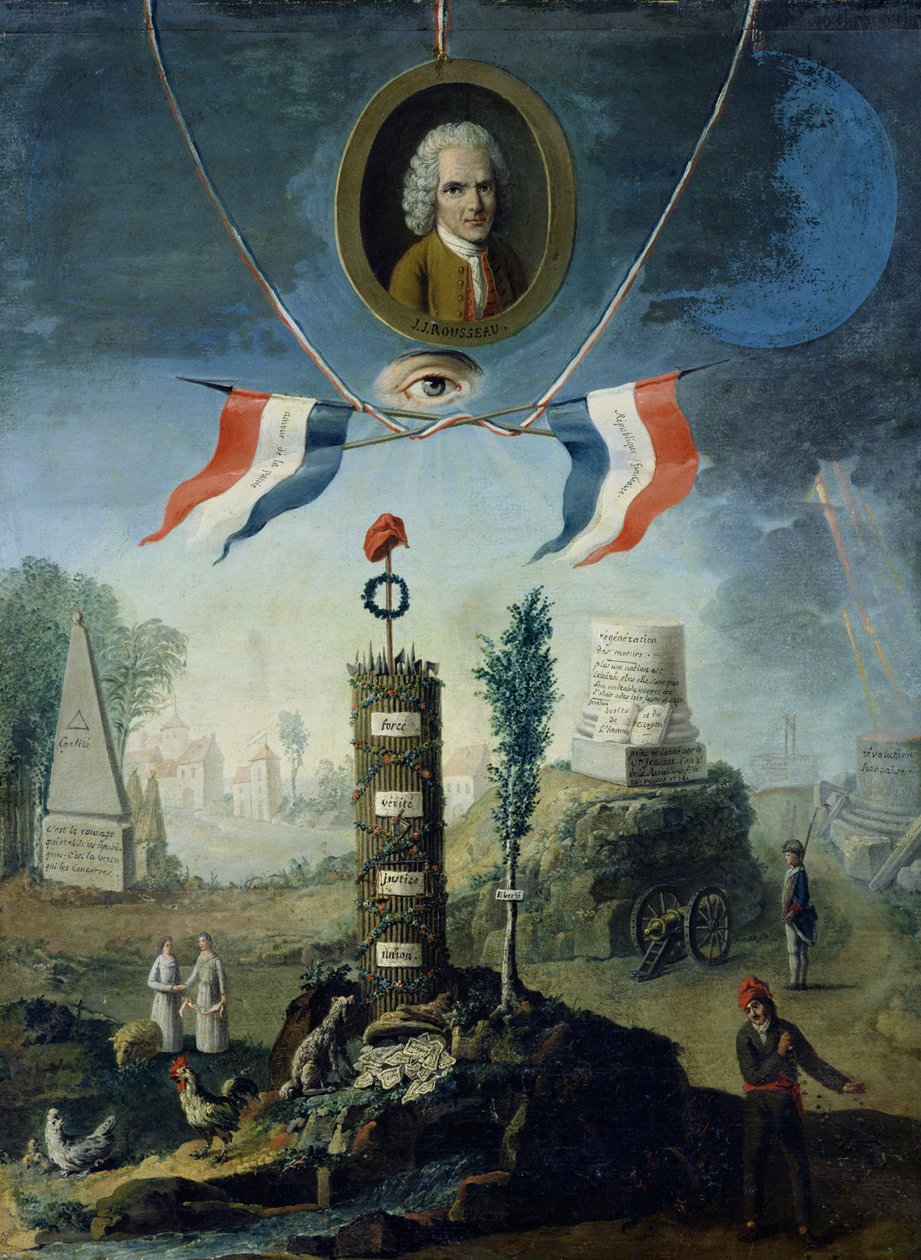 革命的寓言与Jean-Jacques Rousseau的肖像奖章（1712-78）1794 作者 尼古拉斯·亨利（Nicolas Henri Jeaurat de Bertry）