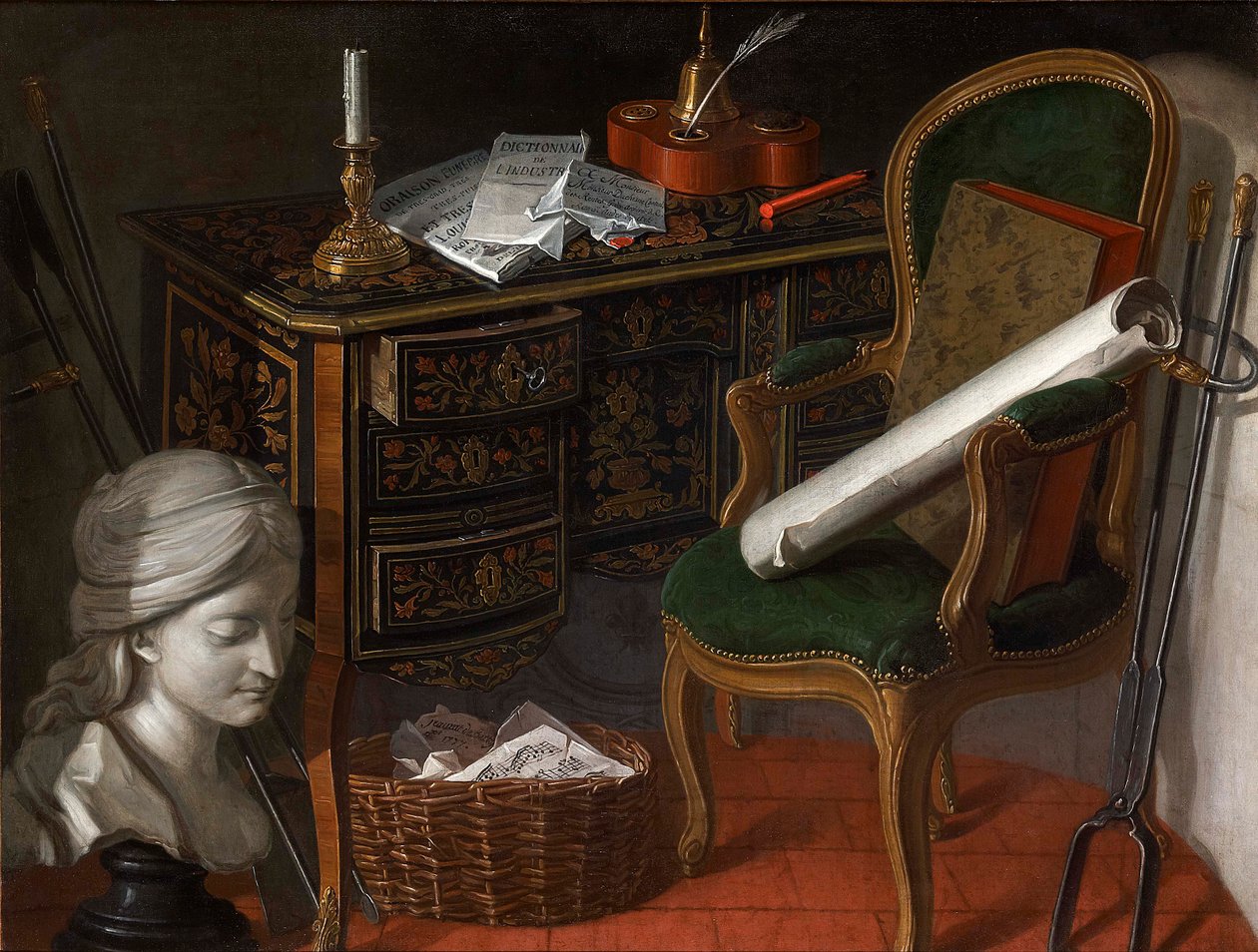 一对DevantsdeCheminée：写作台，1777年 作者 尼古拉斯·亨利（Nicolas Henri Jeaurat de Bertry）