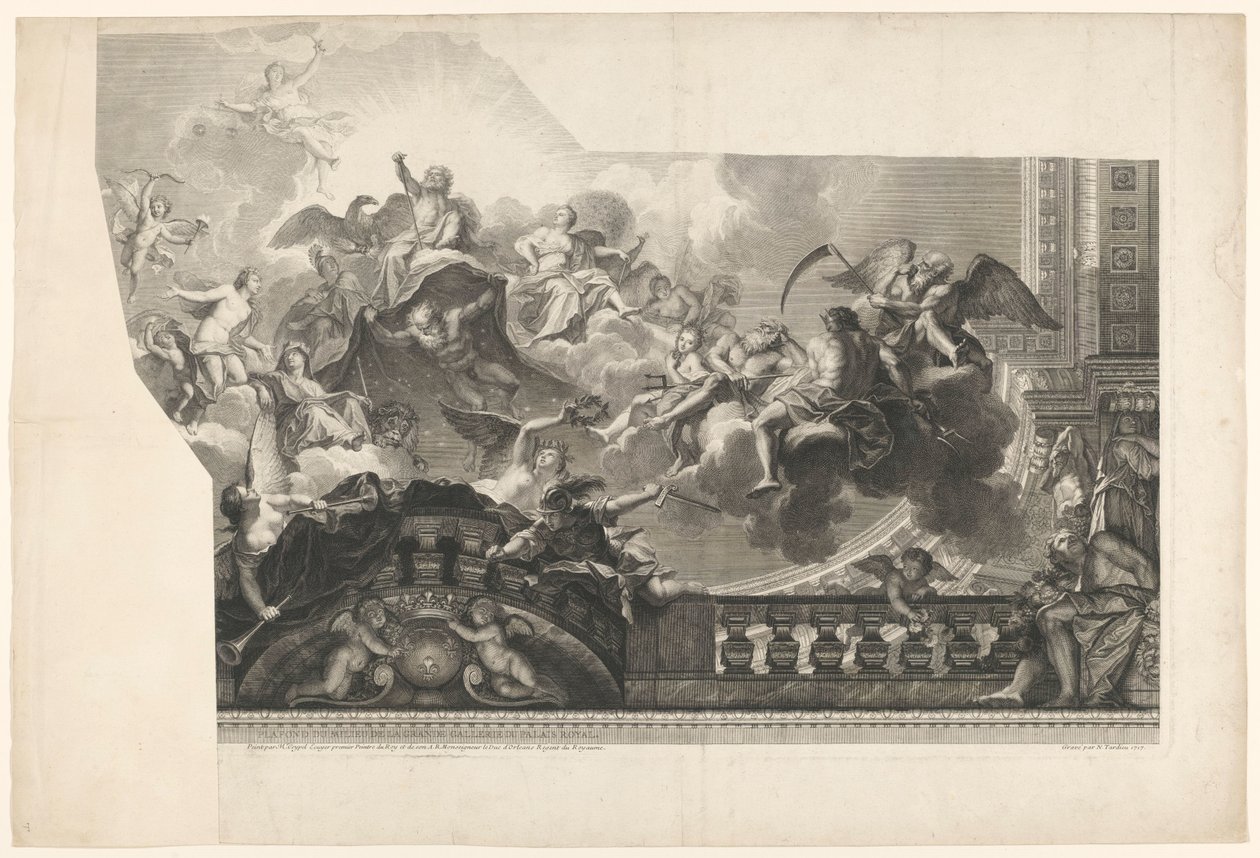 天花板上的众神图画（图版 2）
Plafond du Milieu de la Grande Gallerie du Palais Royal（物上有标题） 作者 尼古拉斯·亨利·塔迪厄