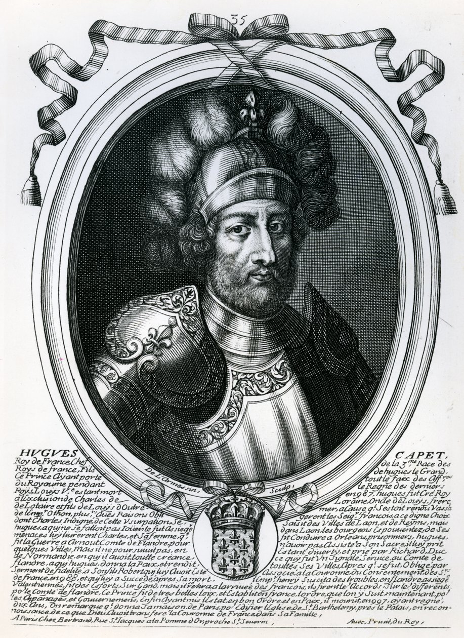 Hugues I Capet（941-96）法国国王，来自&39;法国所有国王的奥古斯特代表，从法拉蒙到路易十四&39;，巴黎，1679年 作者 尼古拉斯二世·拉尔梅辛