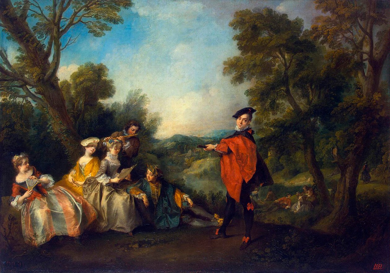 公园里的音乐会"，1720-1743。 作者 尼古拉斯·兰克里特（Nicolas Lancret）