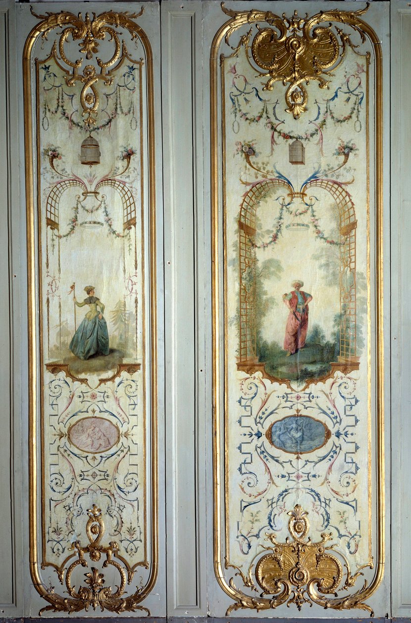 由 Nicolas Lancret (1690-1743) 实现的 Hotel de Peyrenc 彩绘面板 1725 年巴黎，装饰艺术 作者 尼古拉斯·兰克里特（Nicolas Lancret）