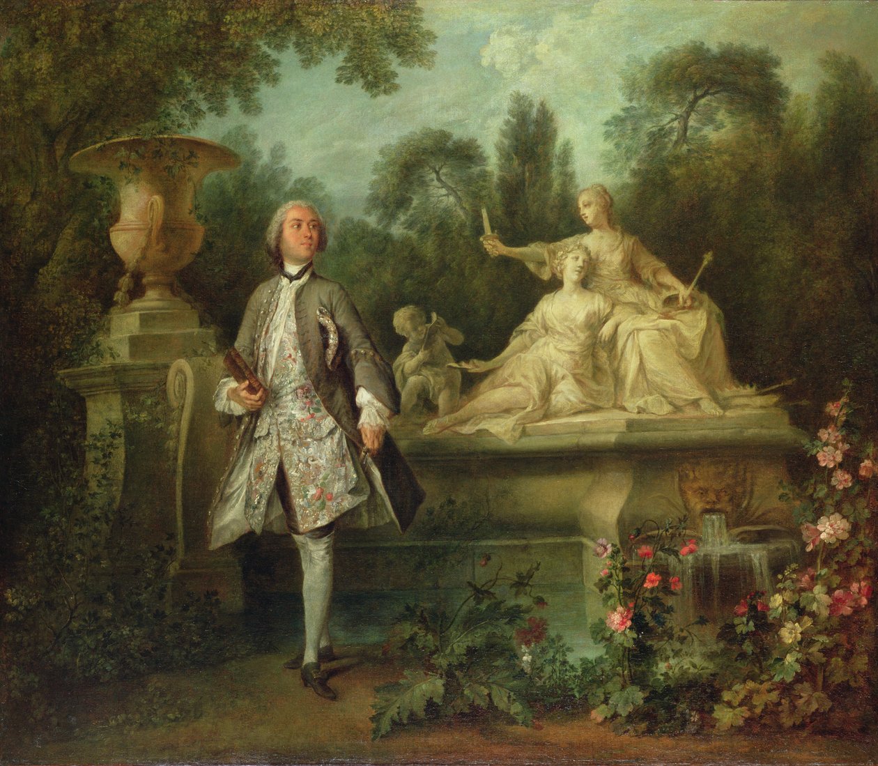 演员格朗瓦尔的肖像，c.1742（布面油画） 作者 尼古拉斯·兰克里特（Nicolas Lancret）