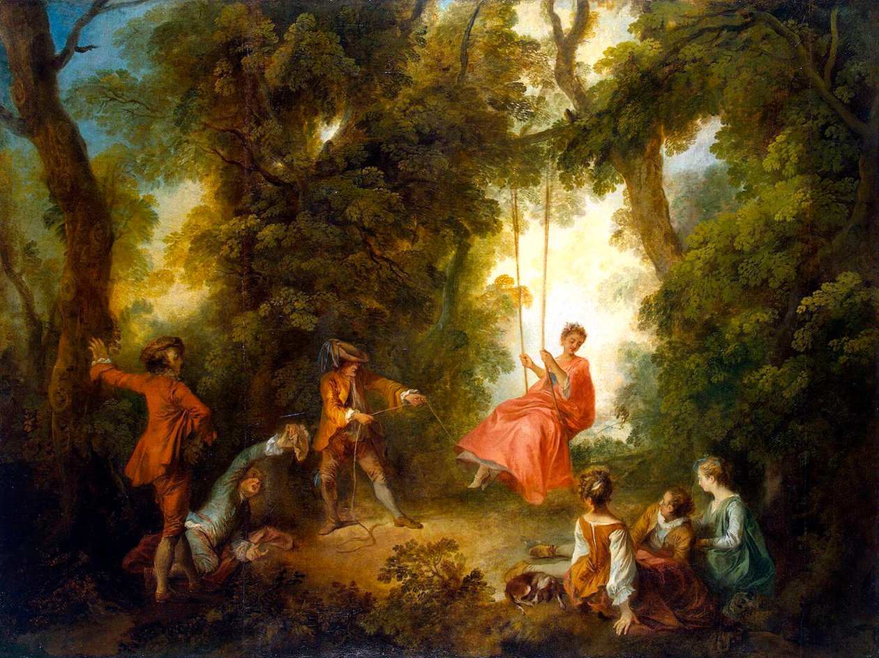 摇摆"，1730年代。 作者 尼古拉斯·兰克里特（Nicolas Lancret）