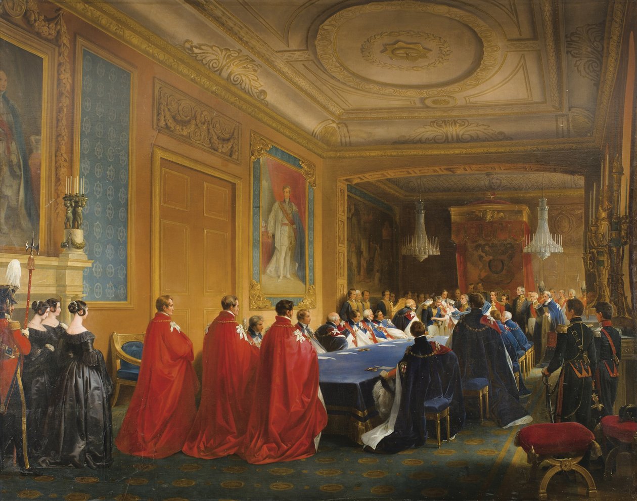 路易·菲利普（Louis-Philippe）从年轻的维多利亚女王手中获得了吊袜带勋章，1844年 作者 尼古拉斯·路易斯·弗朗索瓦·戈斯