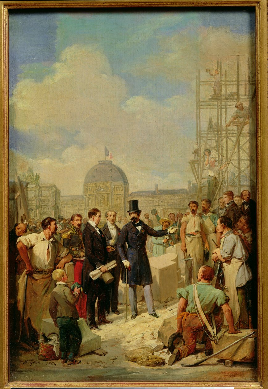 研究拿破仑三世（1808-73）参观1854年在卢浮宫的作品 作者 尼古拉斯·路易斯·弗朗索瓦·戈斯