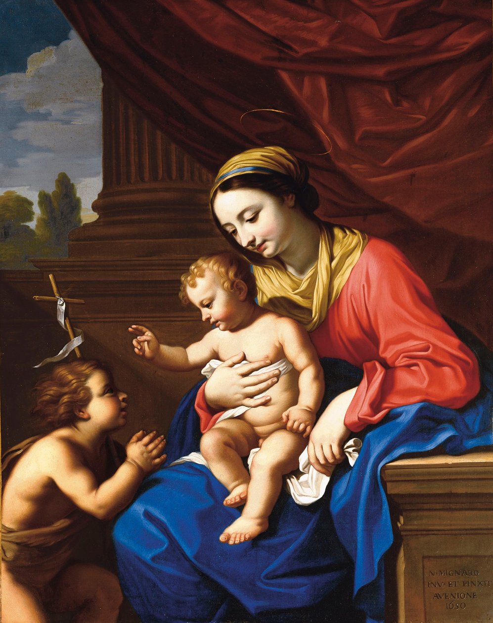 圣母子与施洗者圣约翰，1650年 作者 尼古拉斯·米尼亚德（Nicolas Mignard）
